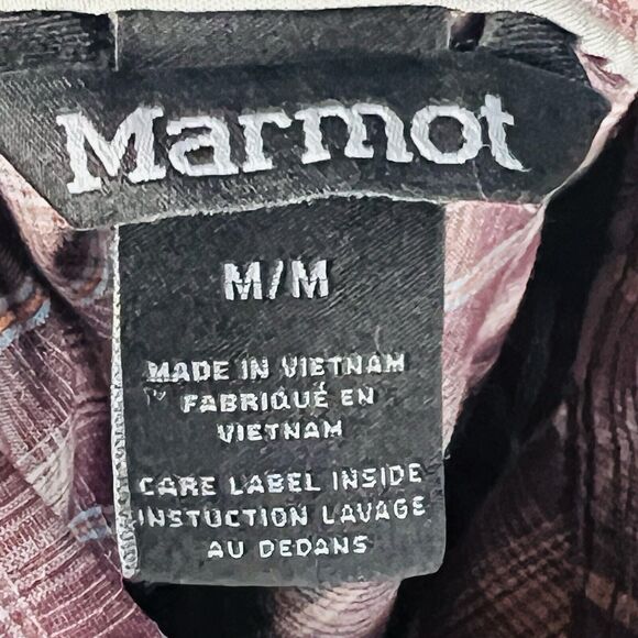 Marmot Flannel Shirt Mens Medium Brown Button Down Outdoor Long Sleeve Core - Picture 12 of 16